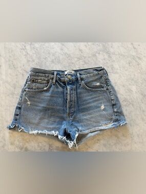 AGOLDE Jaden Distressed Denim Shorts Size 30 Button Fly Light Wash